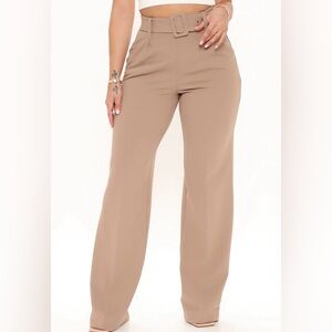 Tan Wide Leg Pants with High Waist